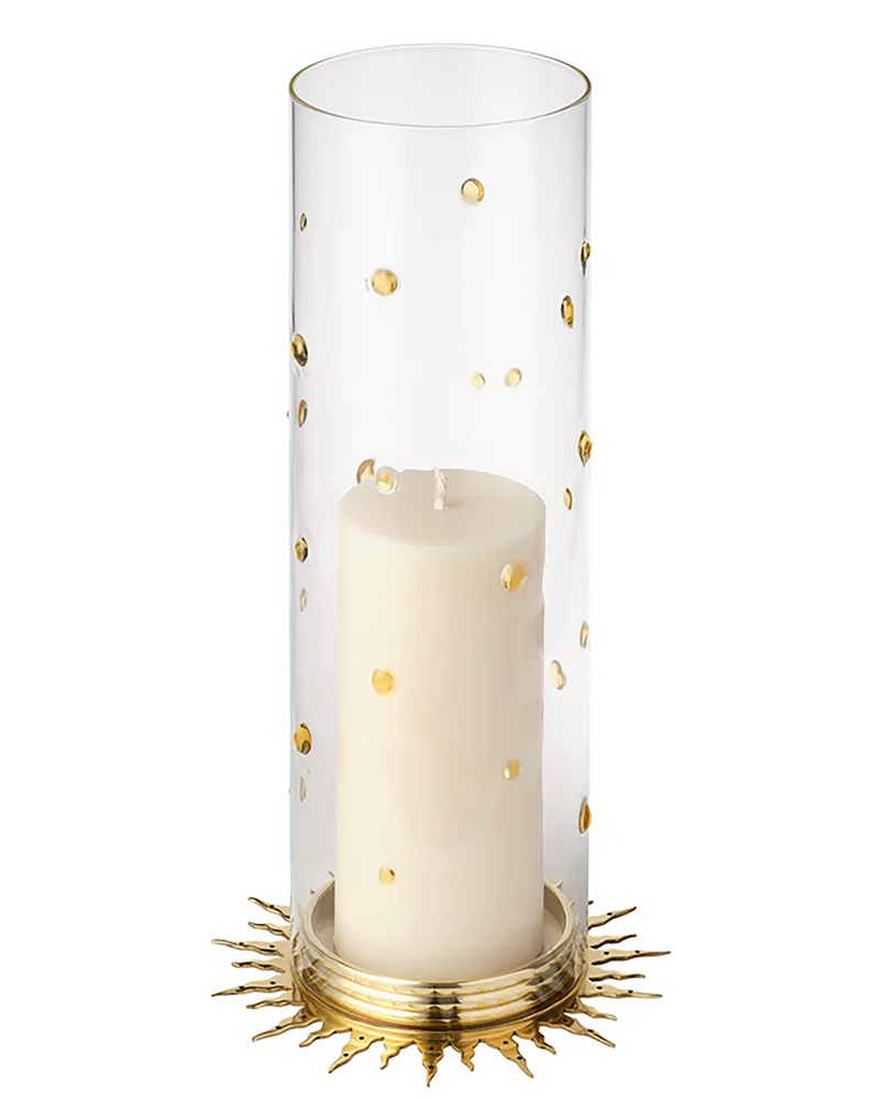 Embellished Glass Hurricane, Amber