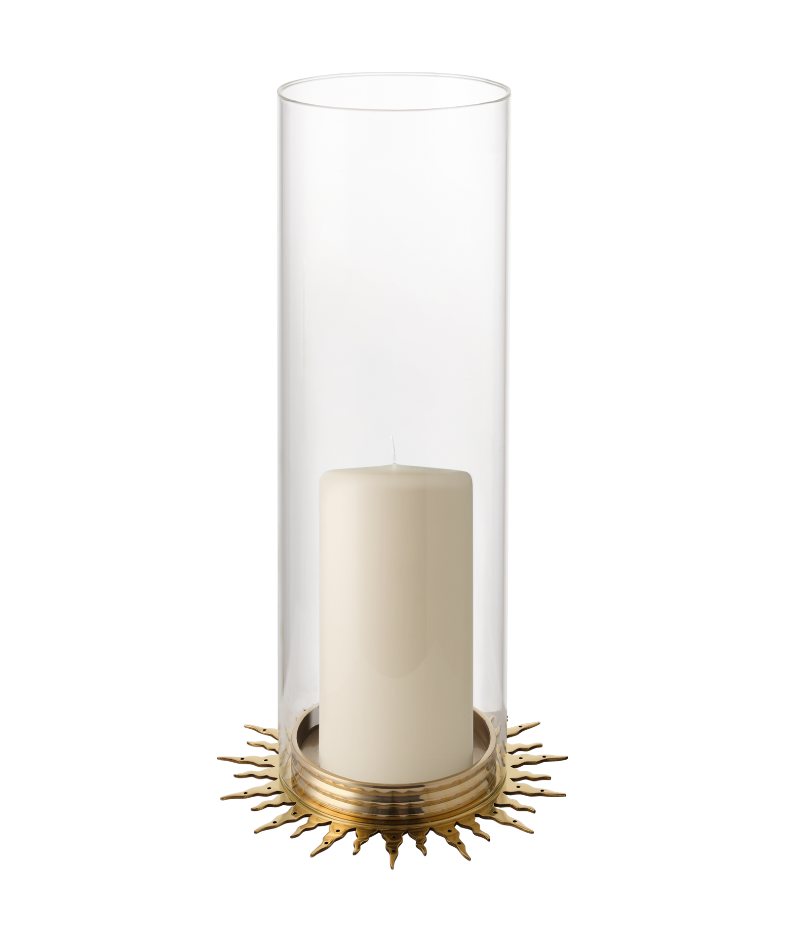 Sunburst Pillar Candle Holder, Brass