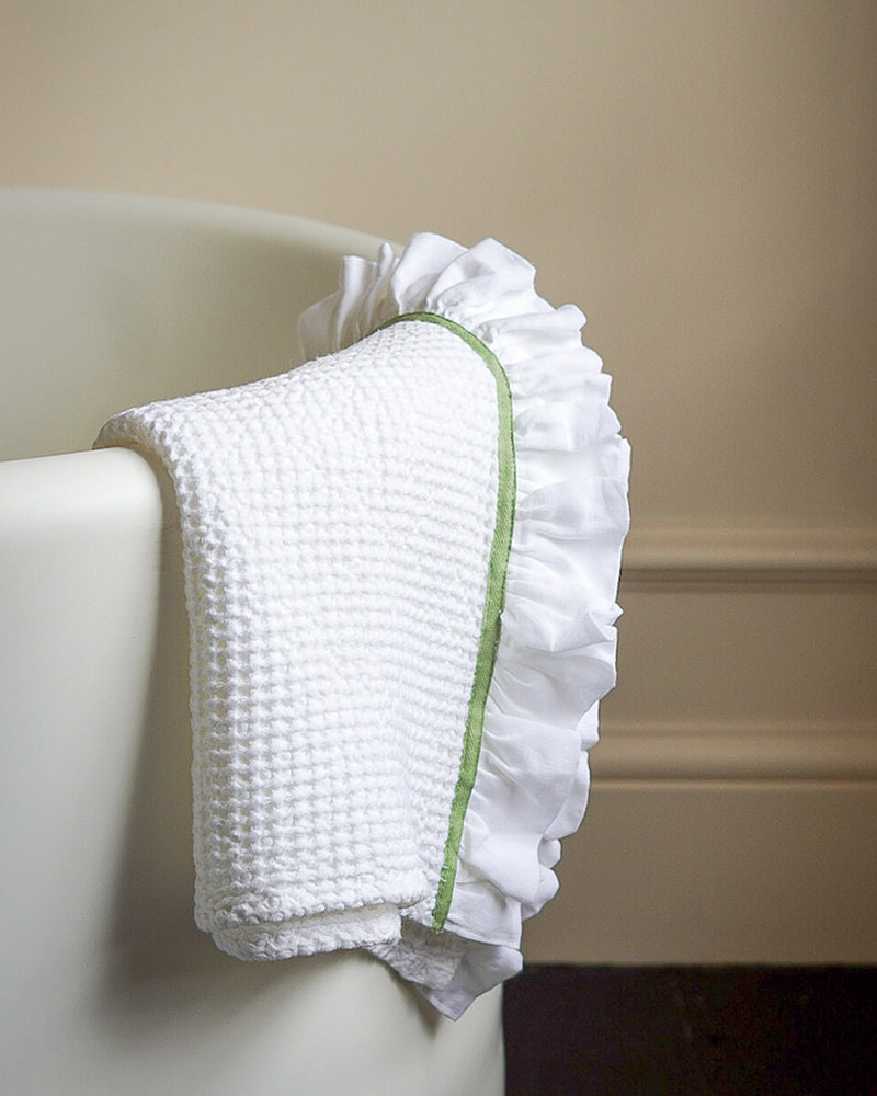 Ruffle Linen Dish Towel Various Options in Sage green
