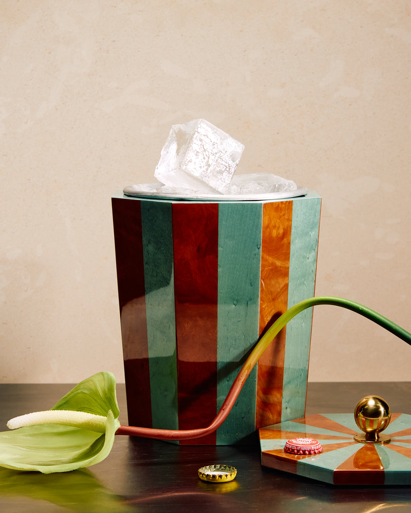 Lacquered Ice Bucket, Blue