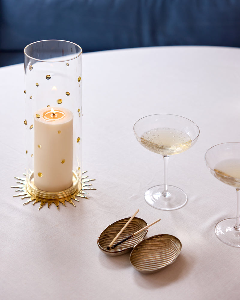 Embellished Glass Hurricane, Amber