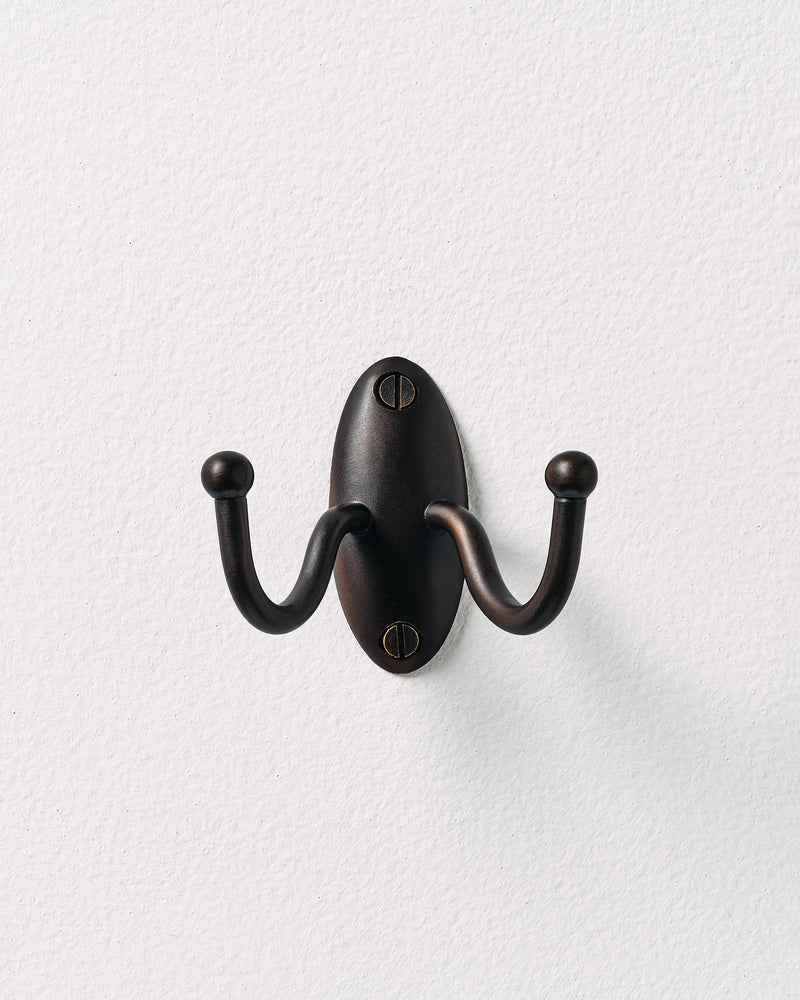Tay Double Hook, Blackened Bronze