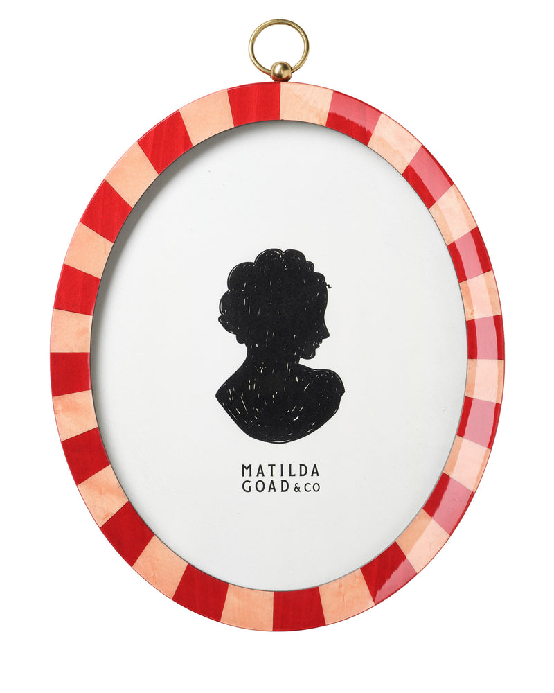 Oval Lacquered Frame, Red & Pink