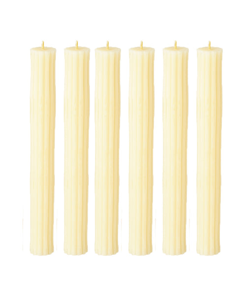 Ribbed Beeswax Candles Pack, Ivory