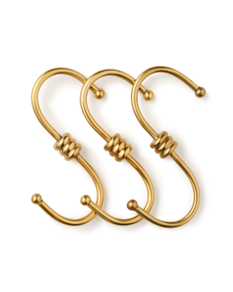 Tay S-Hook Set, Aged Brass