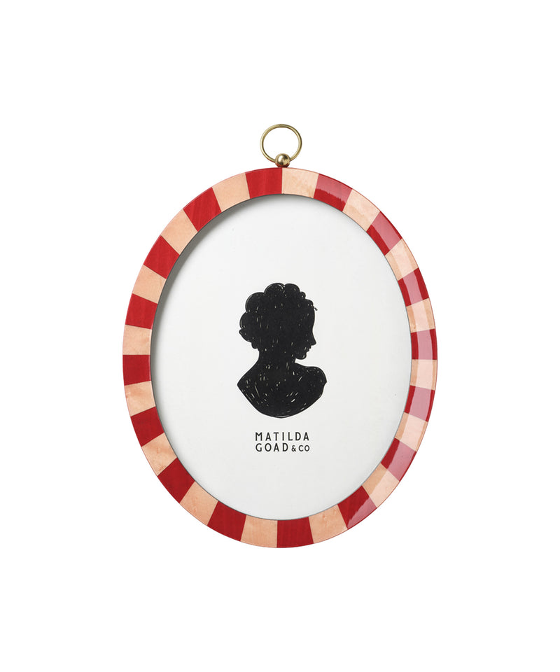 Oval Lacquered Frame, Red & Pink