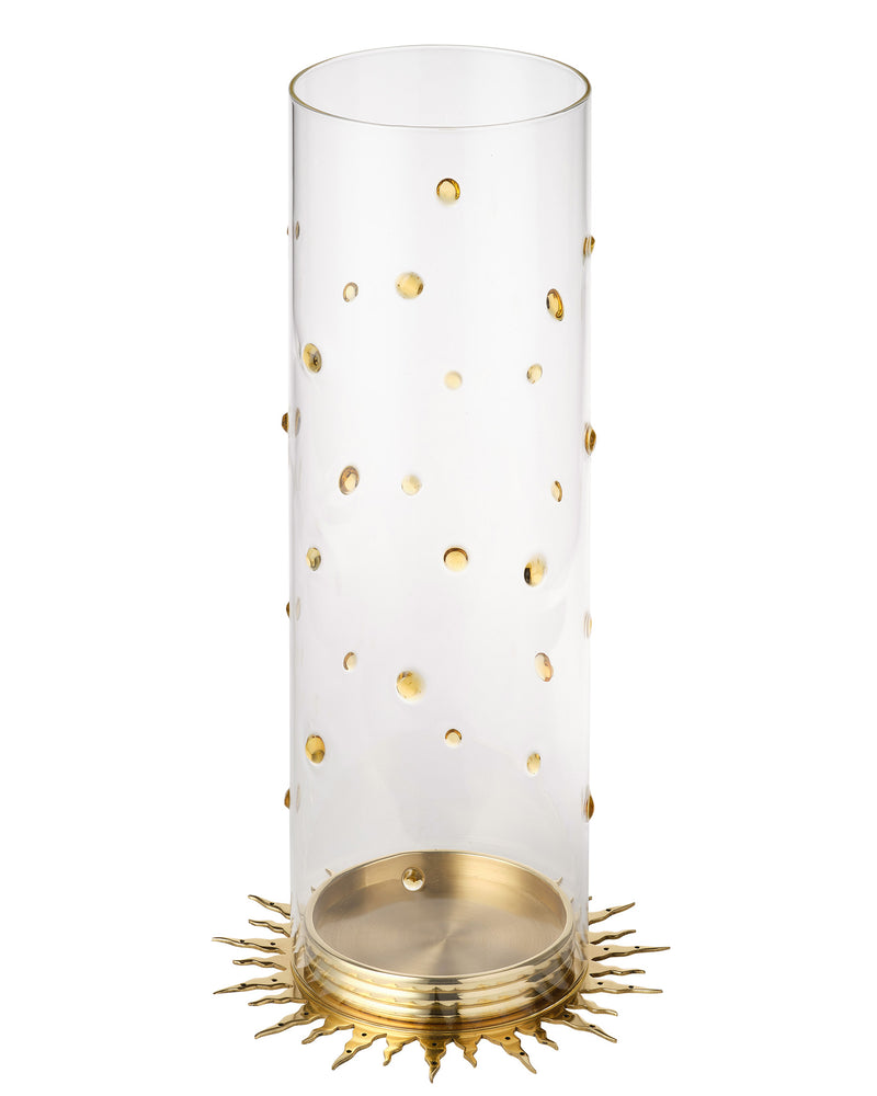 Embellished Glass Hurricane, Amber