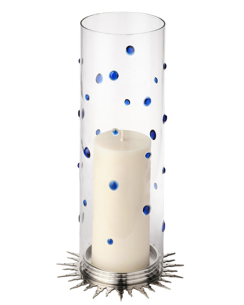Embellished Glass Hurricane, Lapis