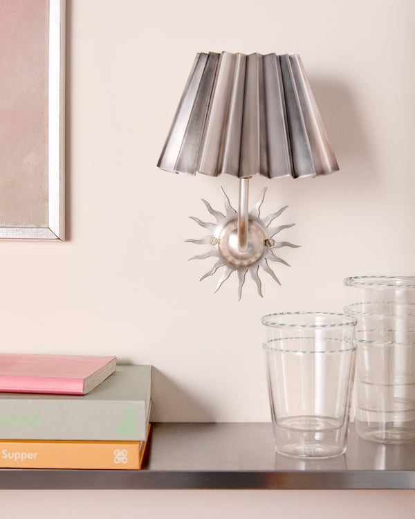 Pleated Lampshade, Brushed Silver, Mini