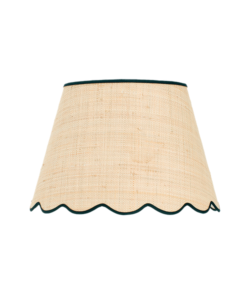 Raffia Scallop Lampshade, Black Trim, Medium