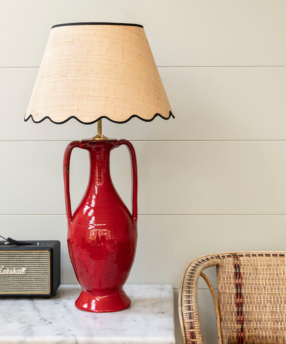 red lamp with scallops