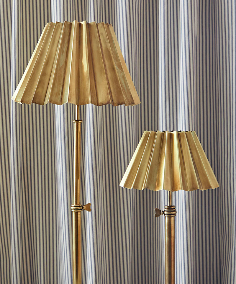 Handcrafted Waxed Brass Lamp Shade with Rolled Edge, Focused