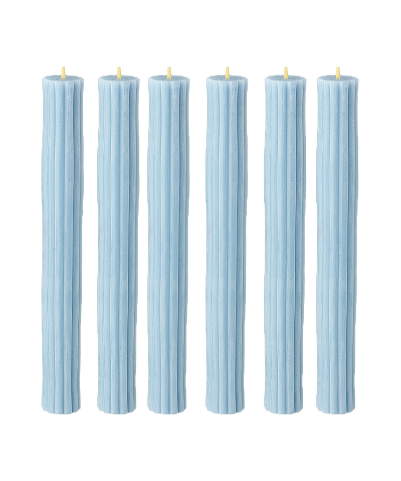 Ribbed Beeswax Candles Pack, Dusty Blue