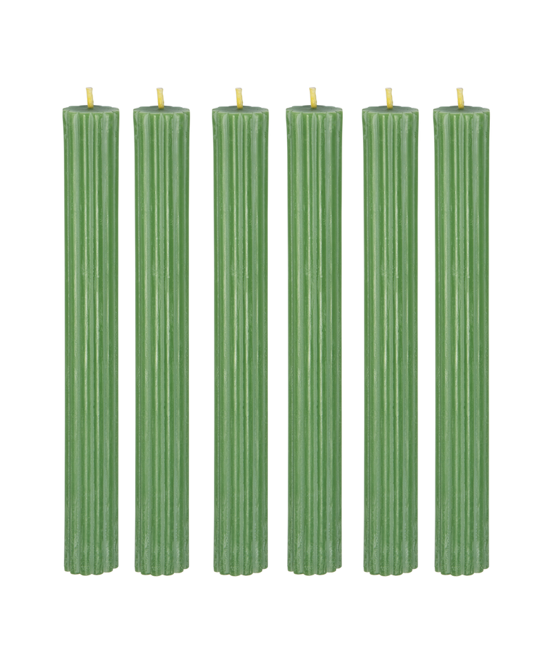 RIBBED BEESWAX CANDLES PACK, EMERALD