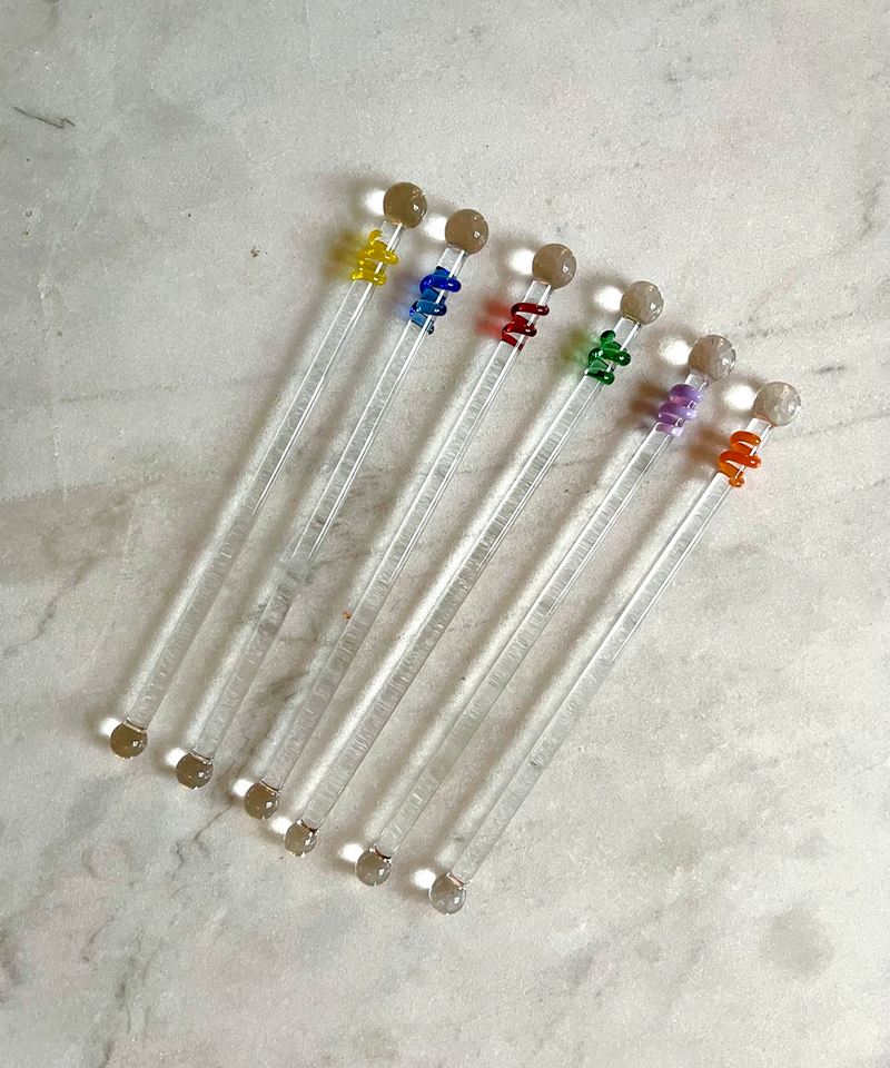 Glass Cocktail Stirrers, Set Of 6