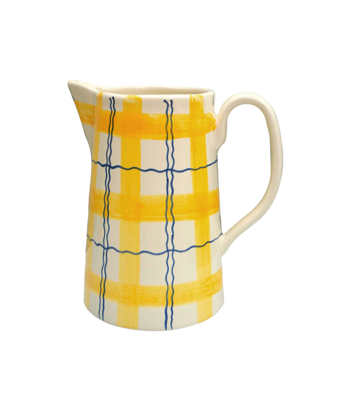 Matilda Goad Squiggle Jug, Yellow Tartan