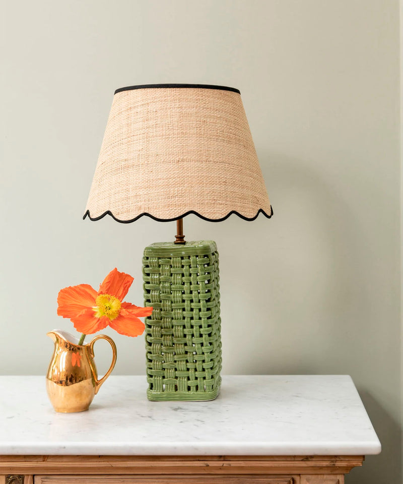 Woven Ceramic Lamp, Green